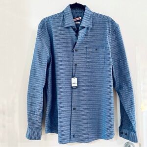 NWT johnnie-O Blue Geometric Button Down Shirt Size Large